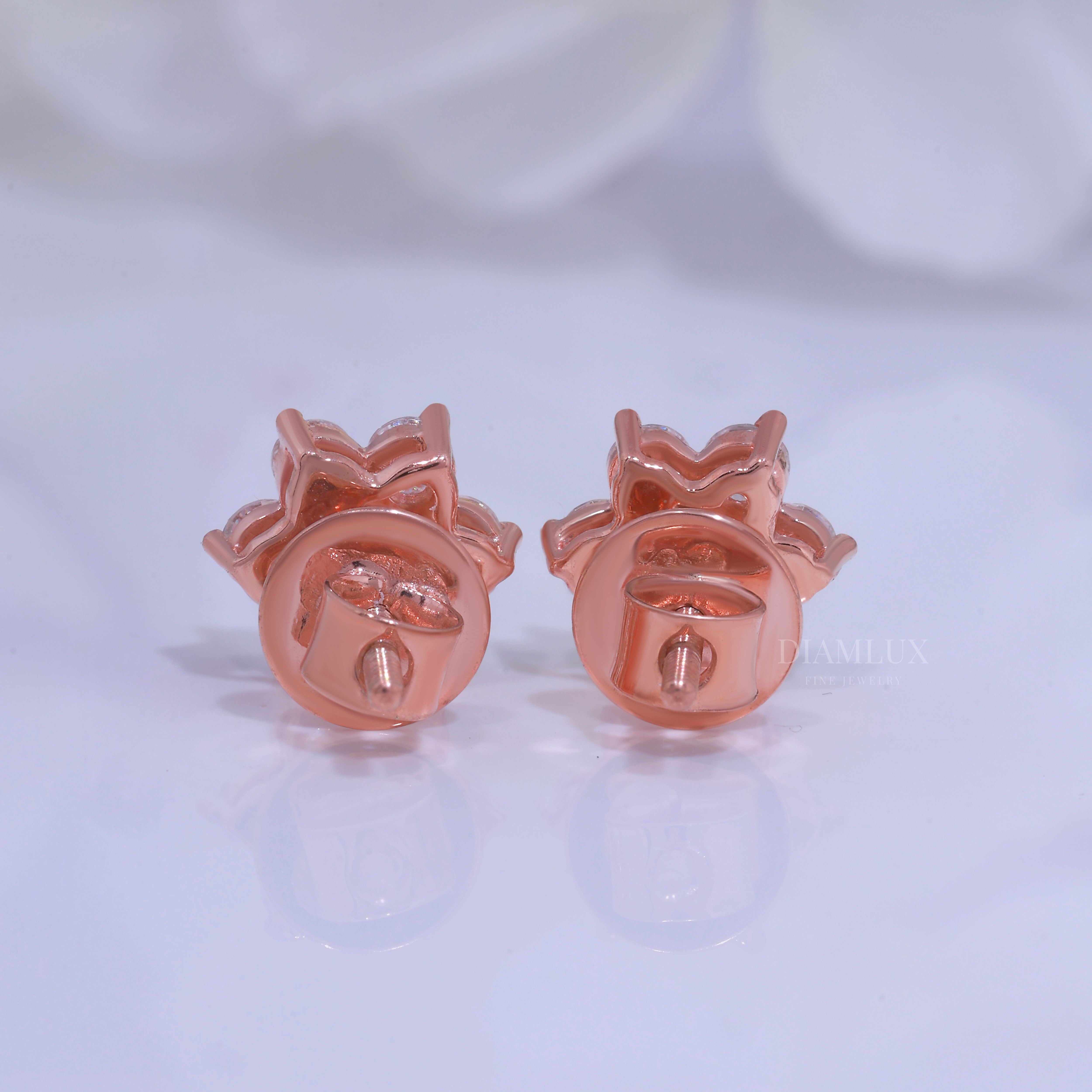 Rose Gold Earring 925 silver with moissanite diamond Diamlux Fine Jewelry