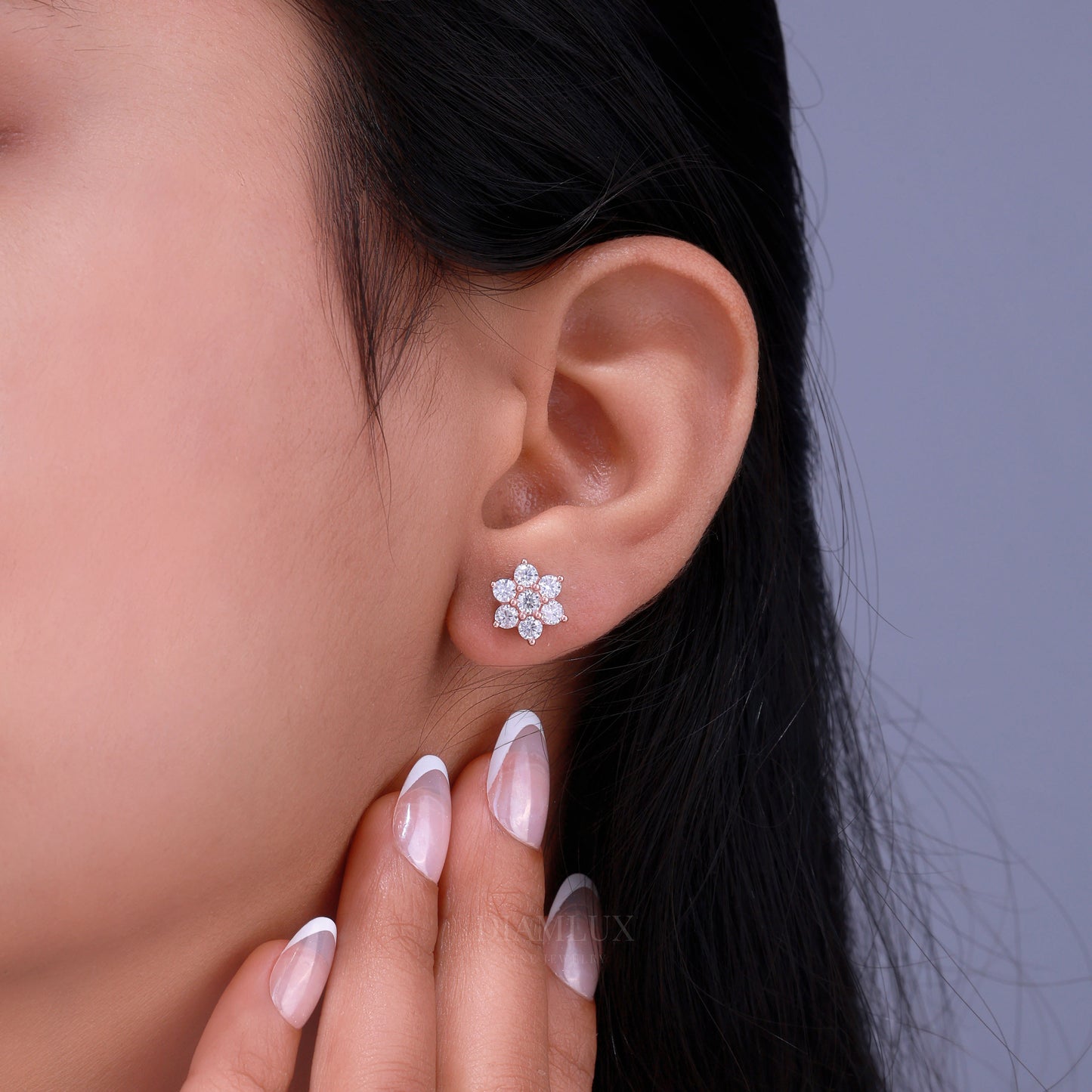 Rose Gold Earring 925 silver with moissanite diamond Diamlux Fine Jewelry