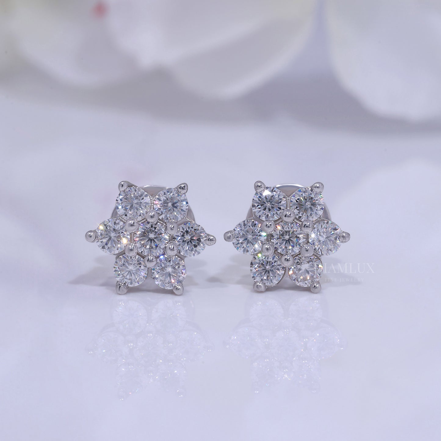 Star Shape White Gold Plated with 925 silver - moissanite diamond Diamlux Fine Jewelry