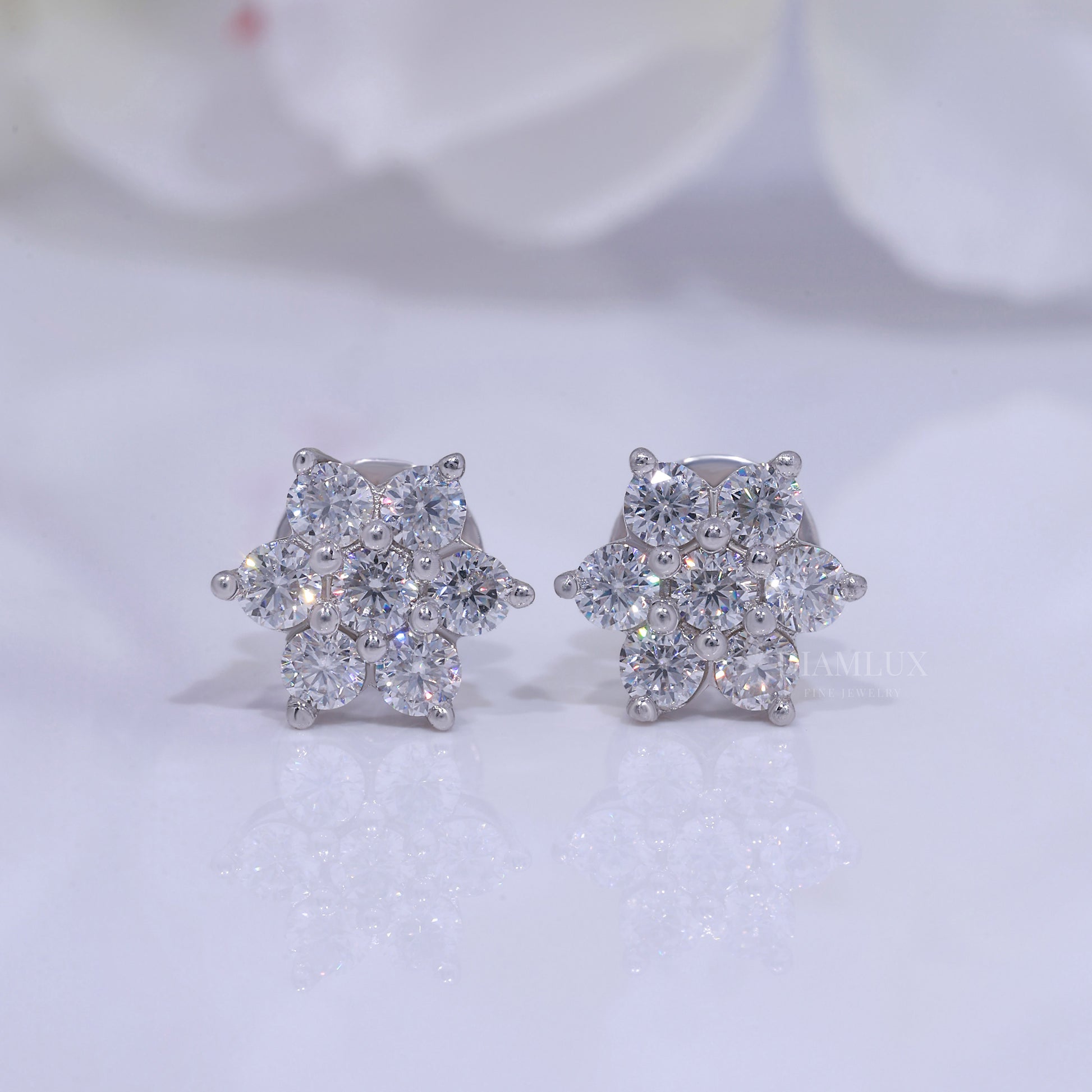 Star Shape White Gold Plated with 925 silver - moissanite diamond Diamlux Fine Jewelry