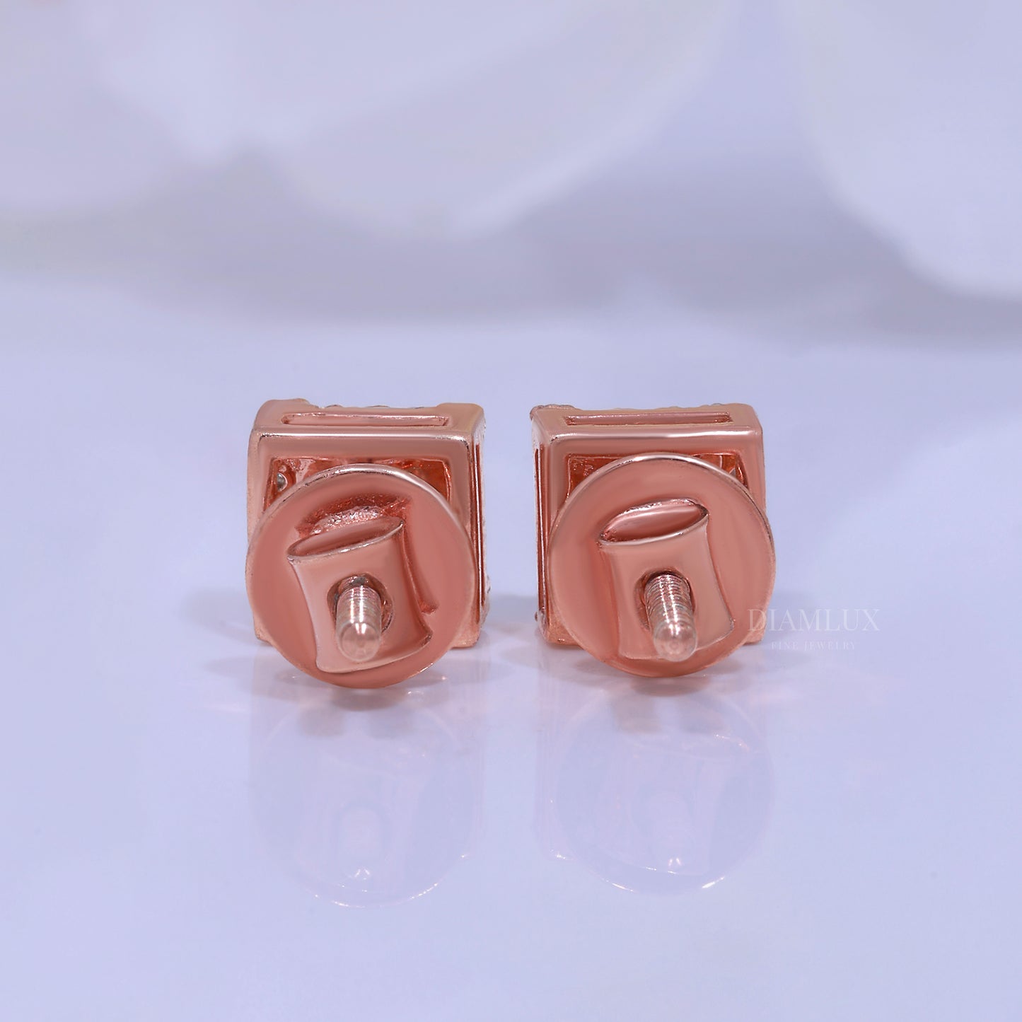 925 silver with moissanite diamond rose gold earrings Diamlux Fine Jewelry