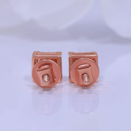 925 silver with moissanite diamond rose gold earrings Diamlux Fine Jewelry