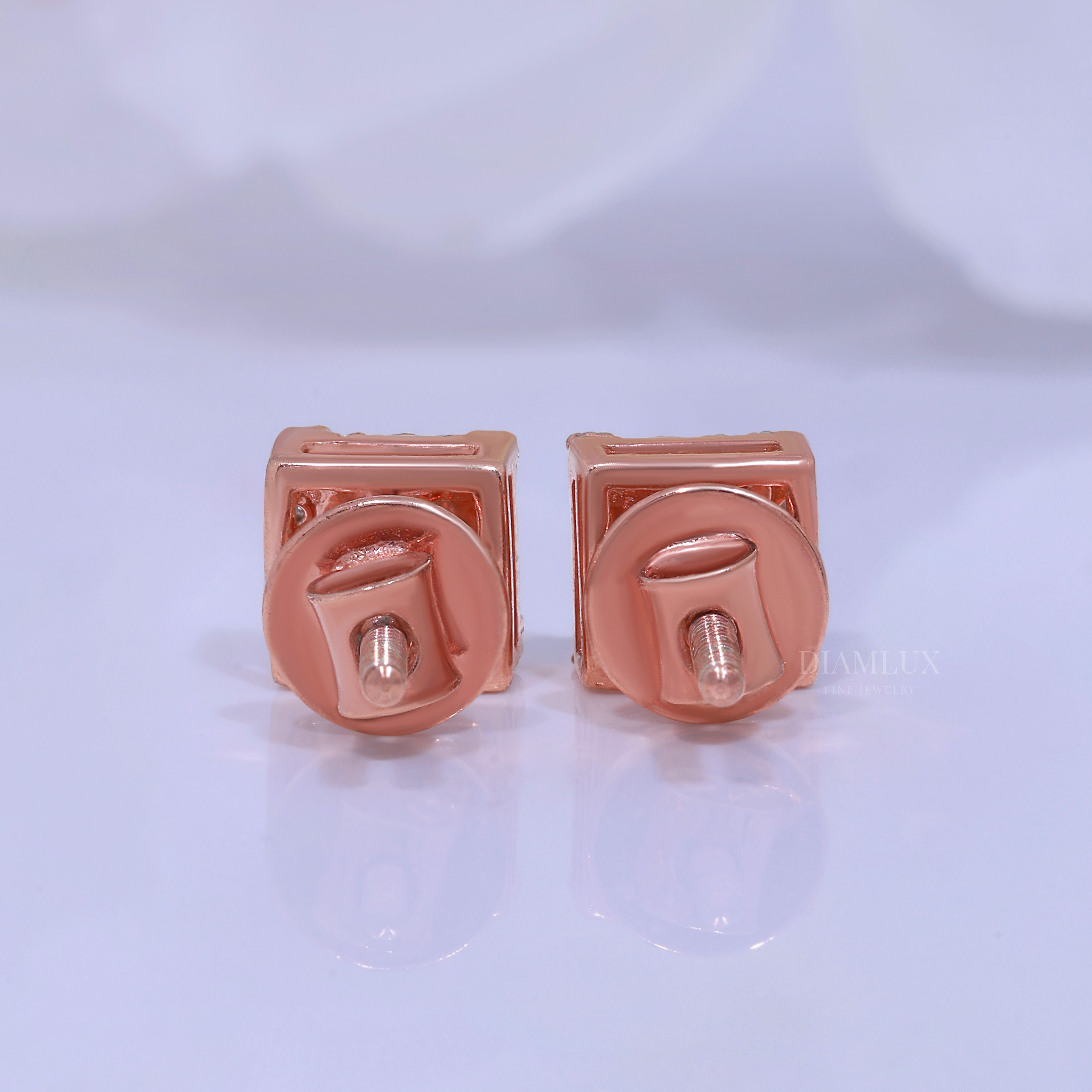 925 silver with moissanite diamond rose gold earrings Diamlux Fine Jewelry