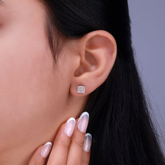 925 silver with moissanite diamond rose gold earrings Diamlux Fine Jewelry
