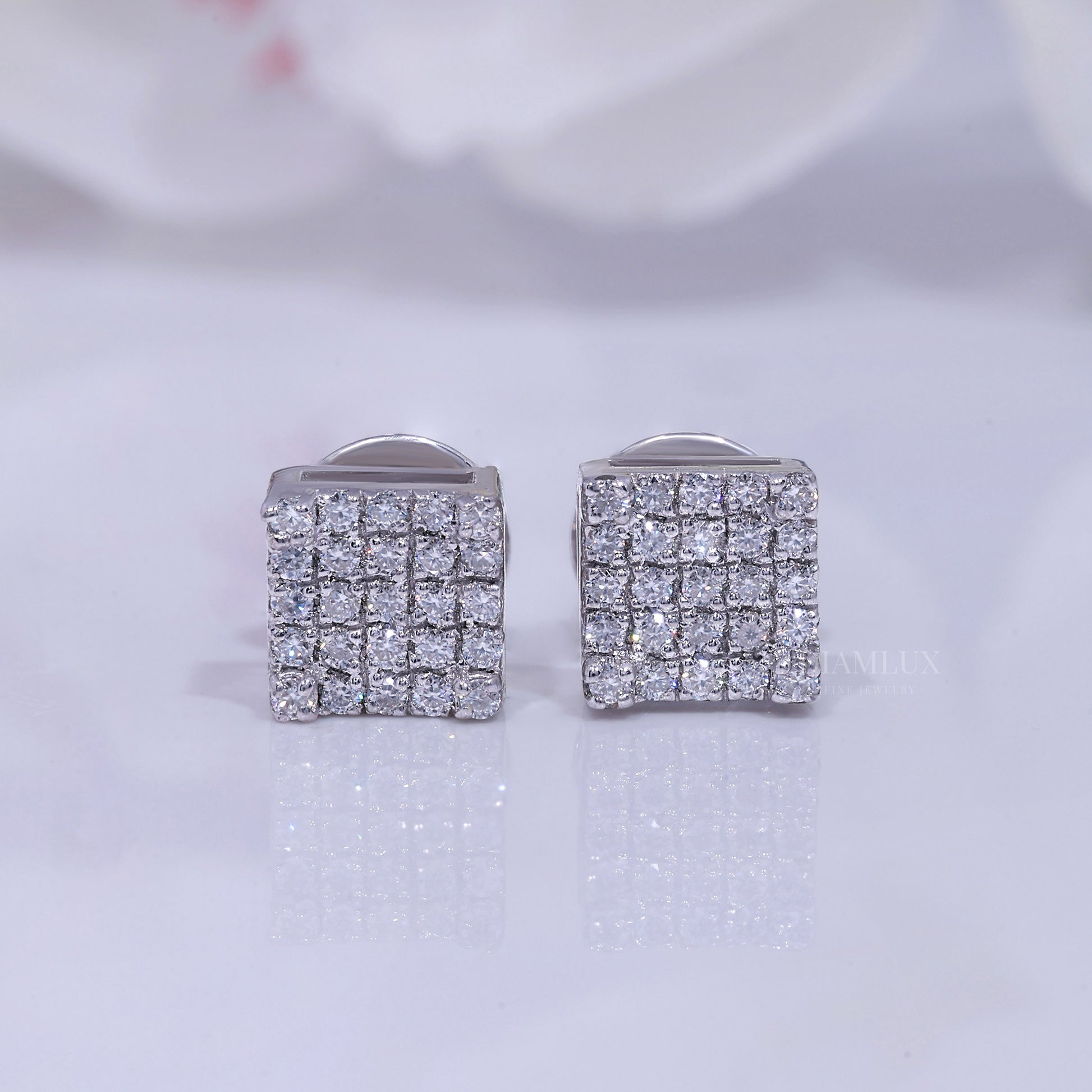 Fully Iced-out 925 silver with moissanite diamond earrings Diamlux Fine Jewelry