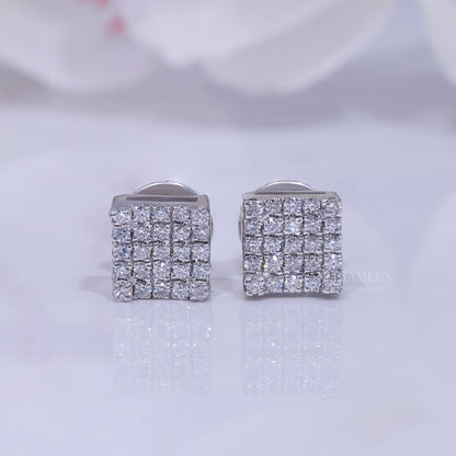 Fully Iced-out 925 silver with moissanite diamond earrings Diamlux Fine Jewelry