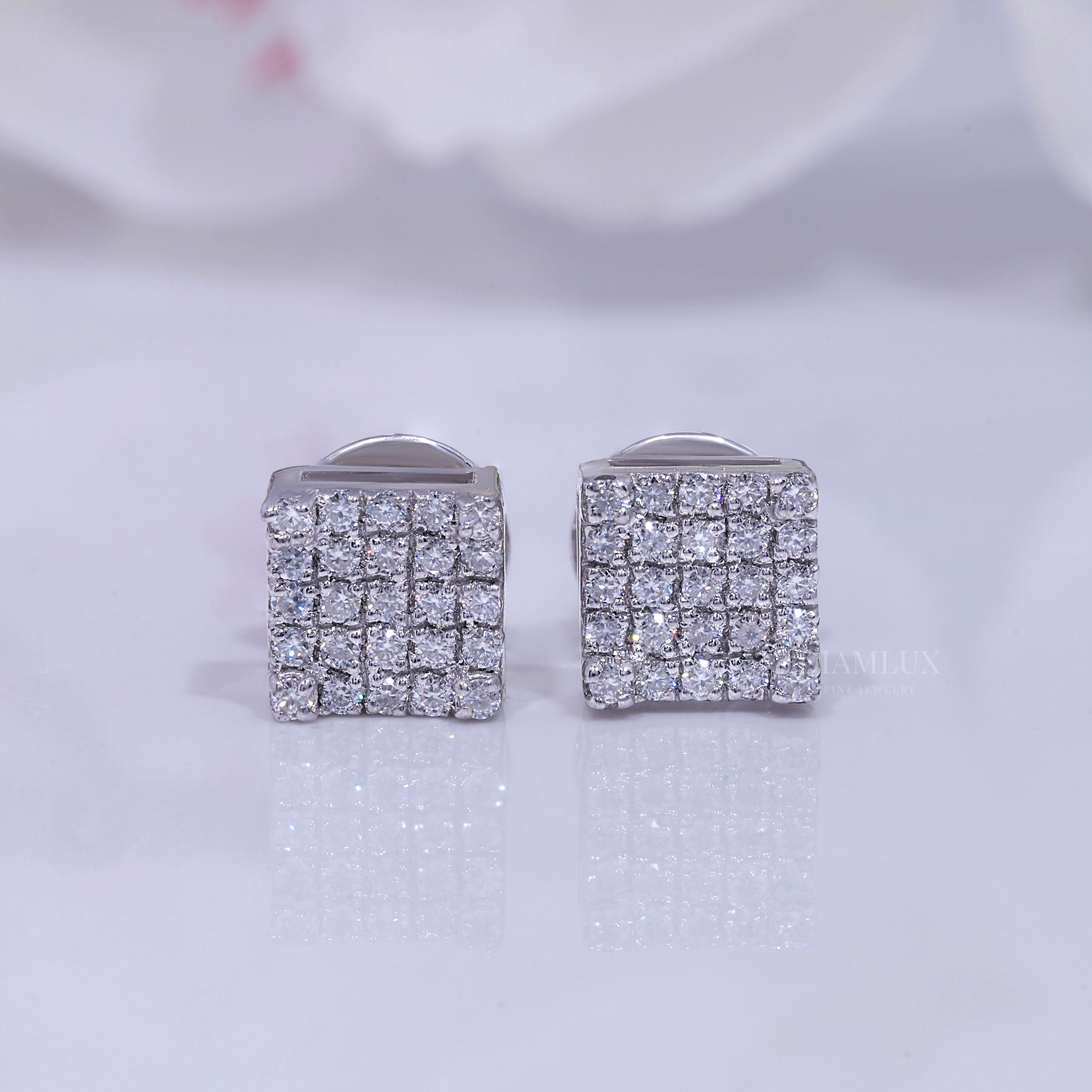 Fully Iced-out 925 silver with moissanite diamond earrings Diamlux Fine Jewelry