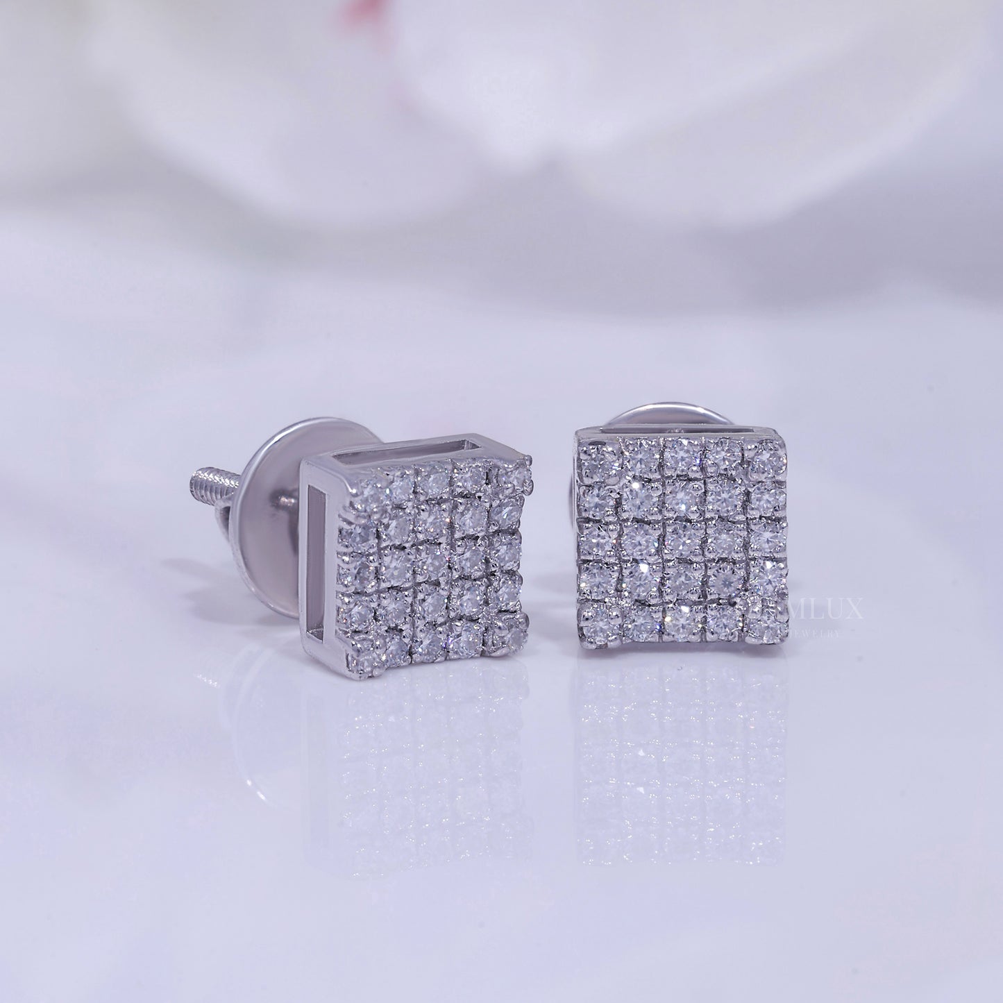 Fully Iced-out 925 silver with moissanite diamond earrings Diamlux Fine Jewelry
