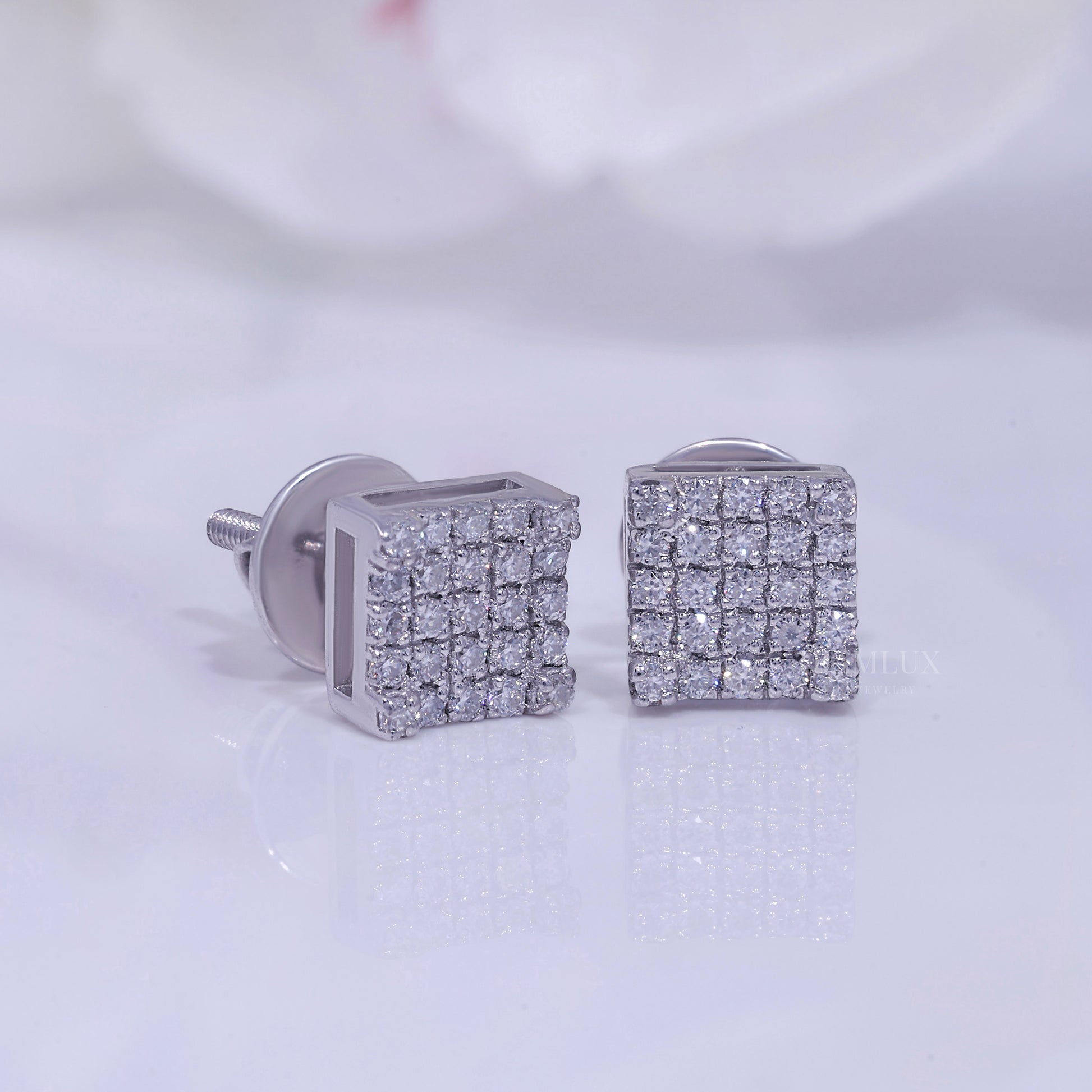 Fully Iced-out 925 silver with moissanite diamond earrings Diamlux Fine Jewelry