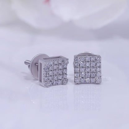 Fully Iced-out 925 silver with moissanite diamond earrings Diamlux Fine Jewelry