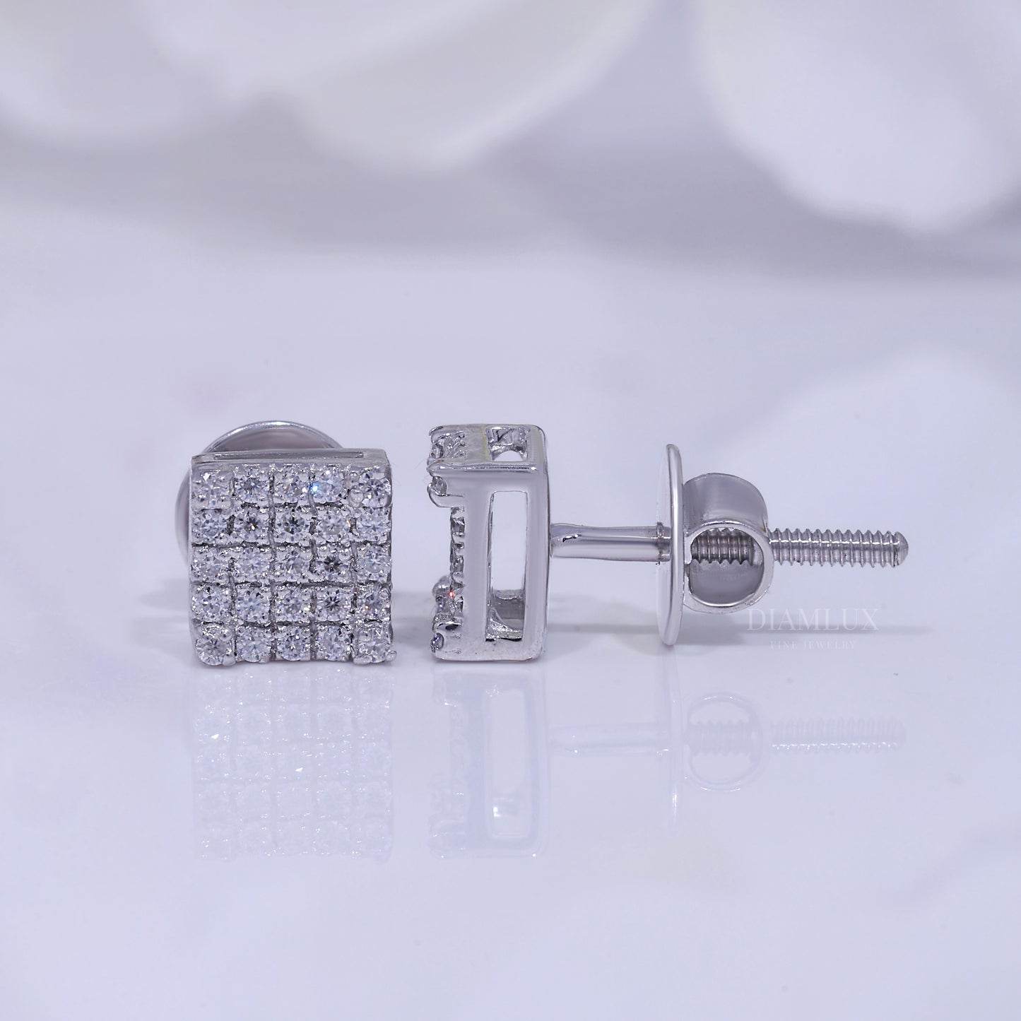 Fully Iced-out 925 silver with moissanite diamond earrings Diamlux Fine Jewelry