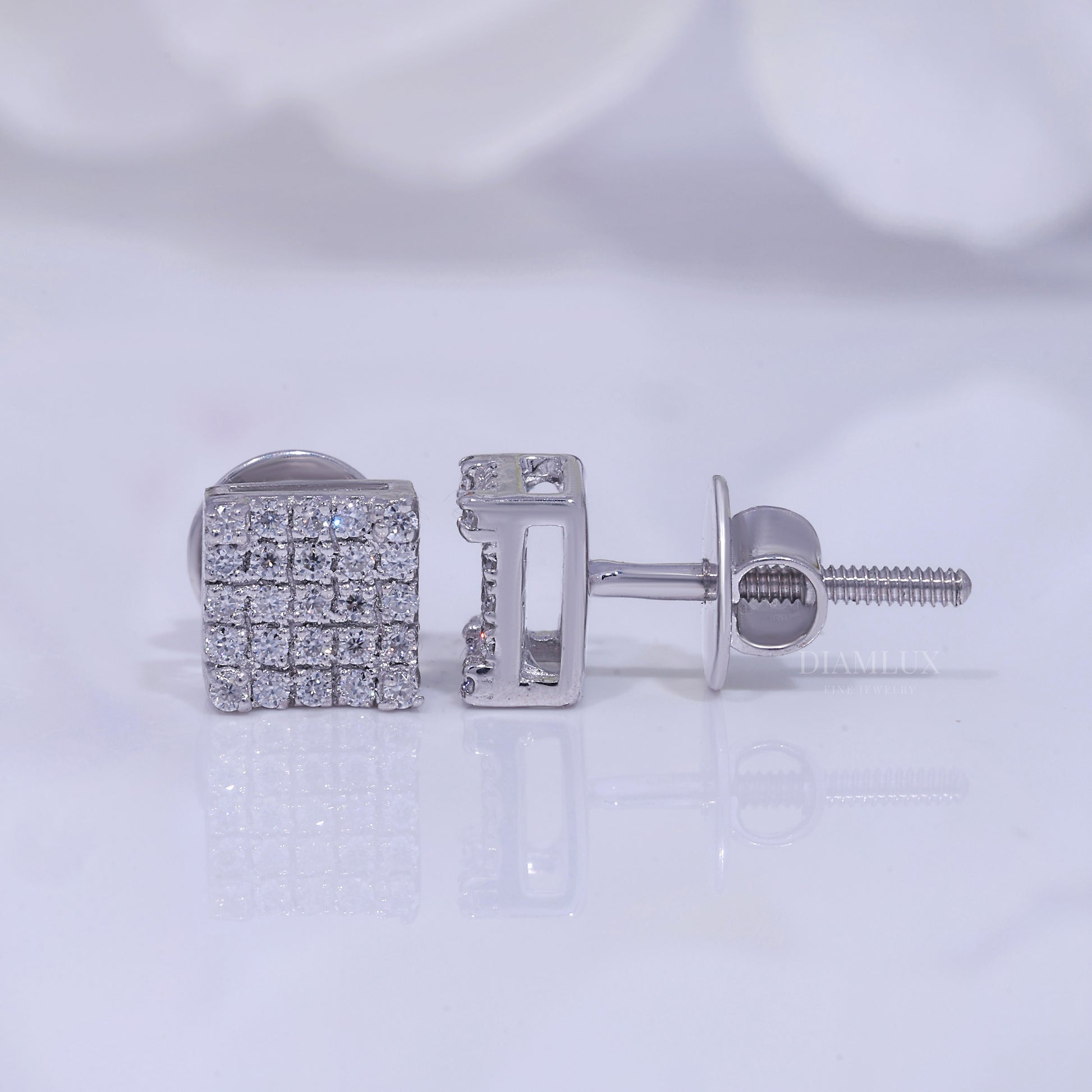 Fully Iced-out 925 silver with moissanite diamond earrings Diamlux Fine Jewelry