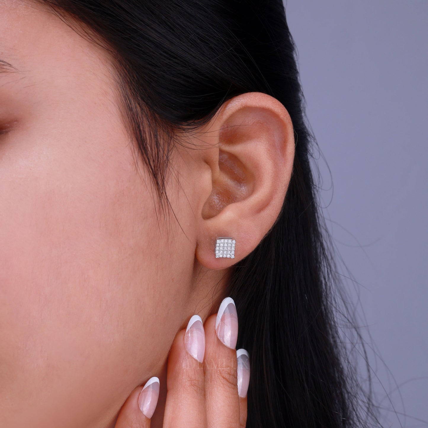 Fully Iced-out 925 silver with moissanite diamond earrings Diamlux Fine Jewelry