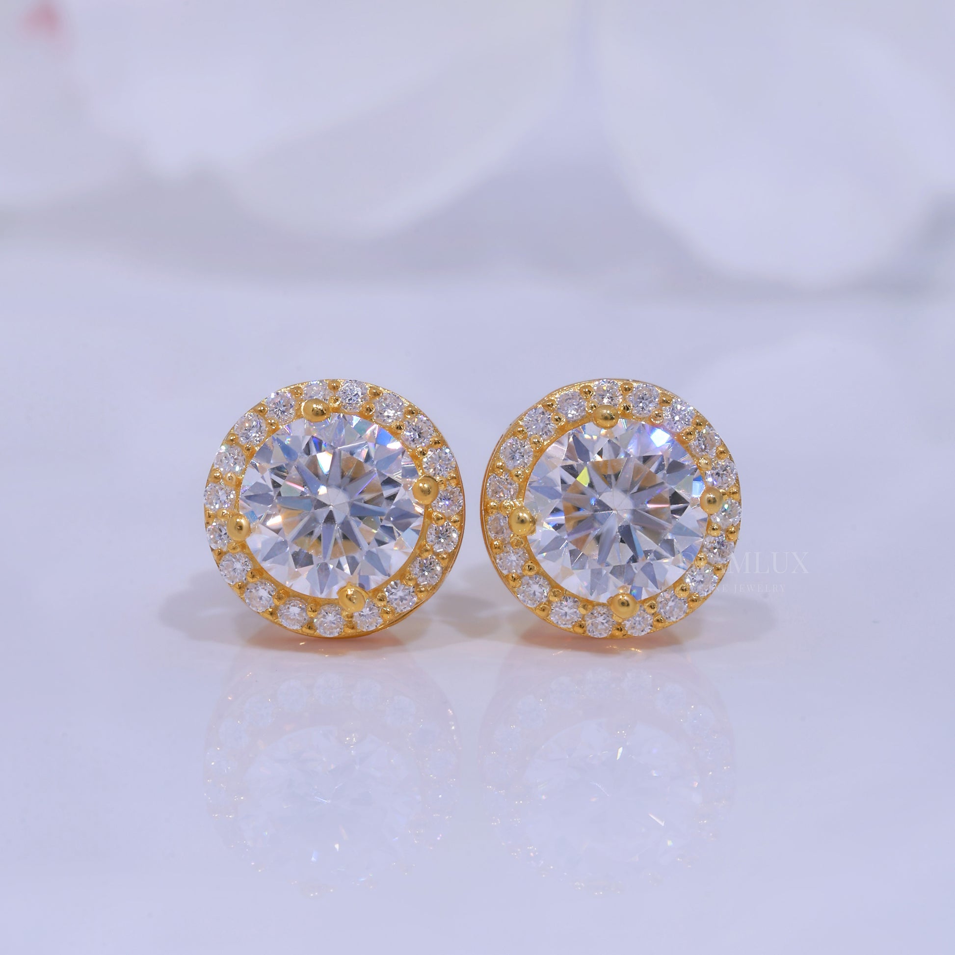 Yellow Gold plated 925 silver with moissanite diamond Diamlux Fine Jewelry