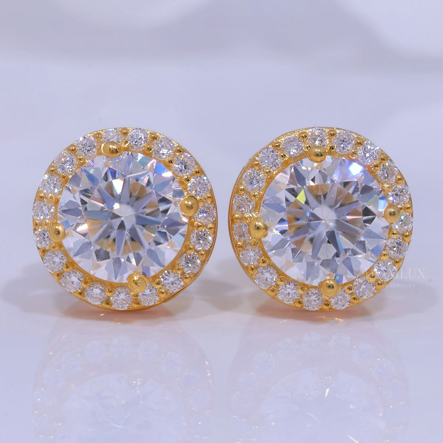 Yellow Gold plated 925 silver with moissanite diamond Diamlux Fine Jewelry
