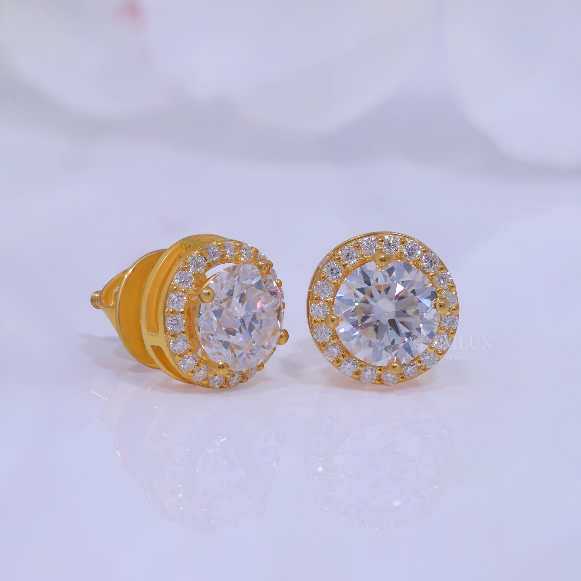 Yellow Gold plated 925 silver with moissanite diamond Diamlux Fine Jewelry