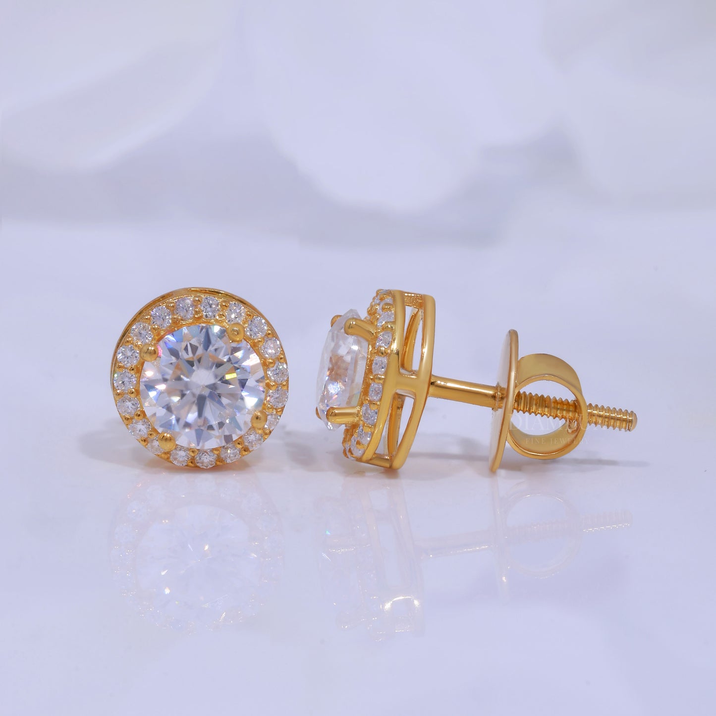 Yellow Gold plated 925 silver with moissanite diamond Diamlux Fine Jewelry