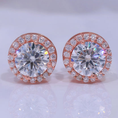 Rose Gold Earring 925 silver with moissanite diamond Diamlux Fine Jewelry