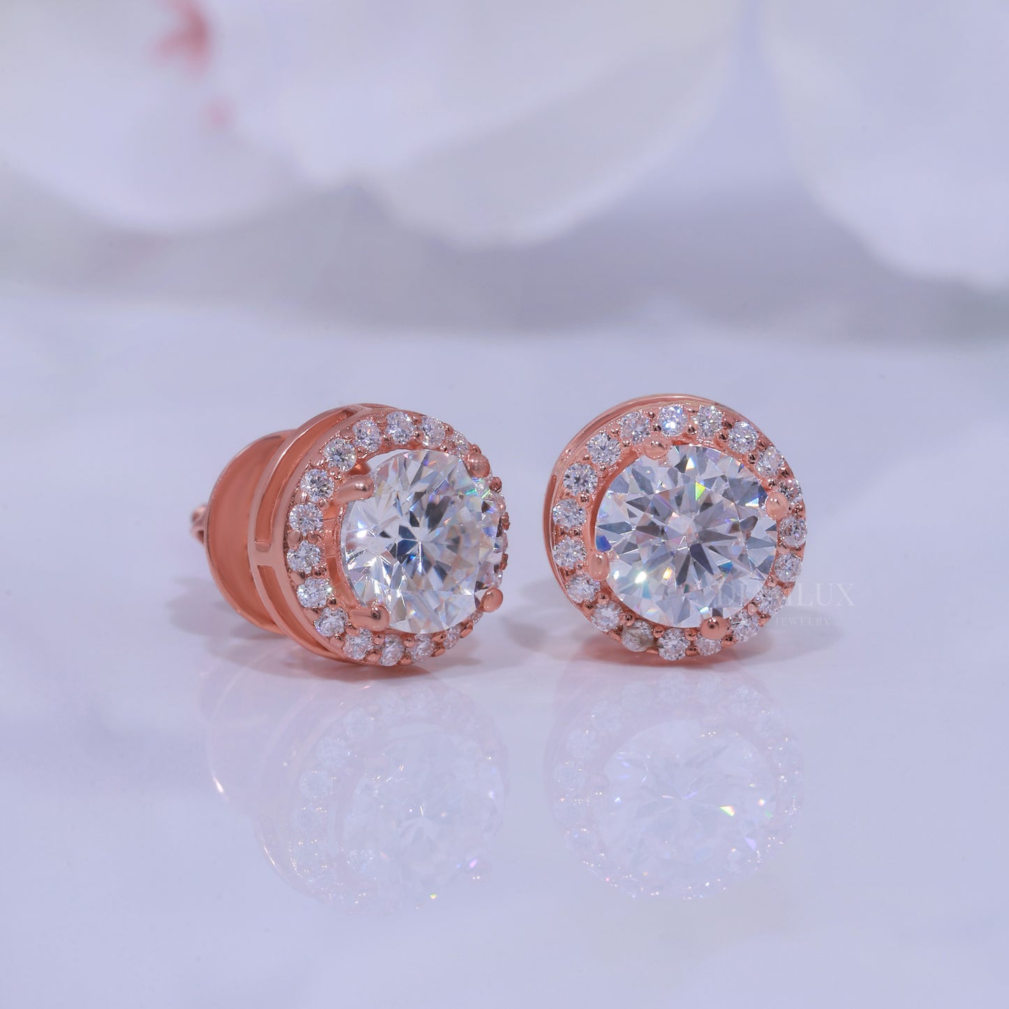 Rose Gold Earring 925 silver with moissanite diamond Diamlux Fine Jewelry