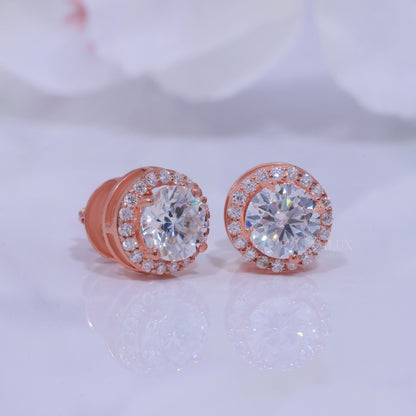Rose Gold Earring 925 silver with moissanite diamond Diamlux Fine Jewelry