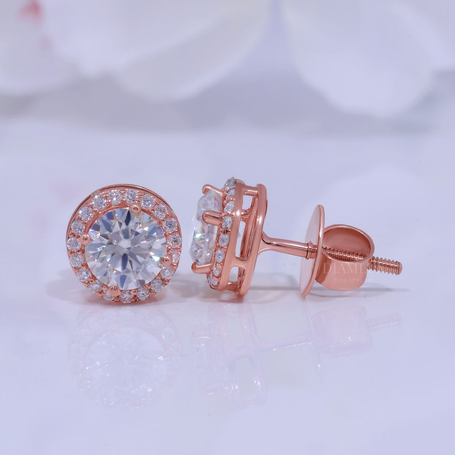 Rose Gold Earring 925 silver with moissanite diamond Diamlux Fine Jewelry
