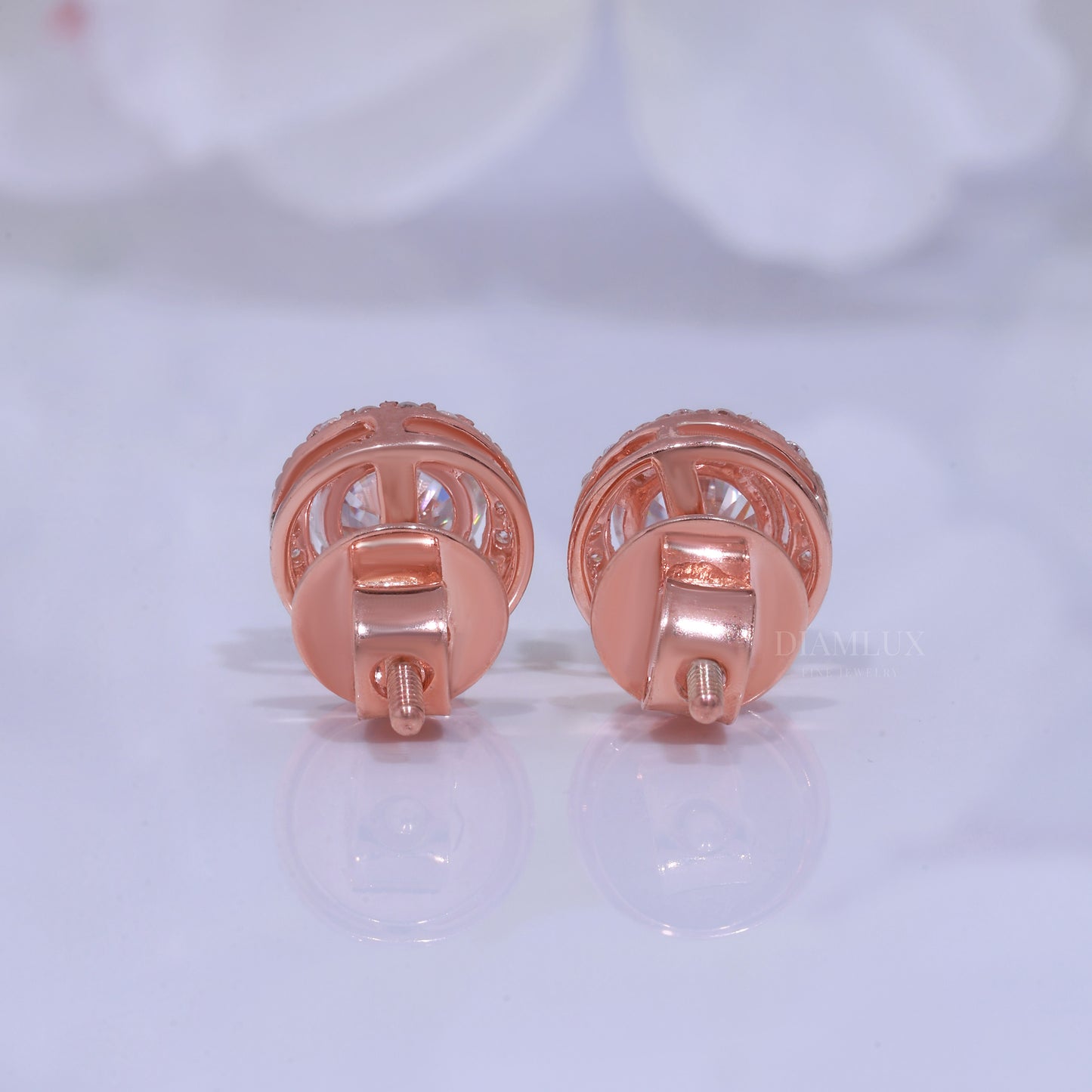 Rose Gold Earring 925 silver with moissanite diamond Diamlux Fine Jewelry