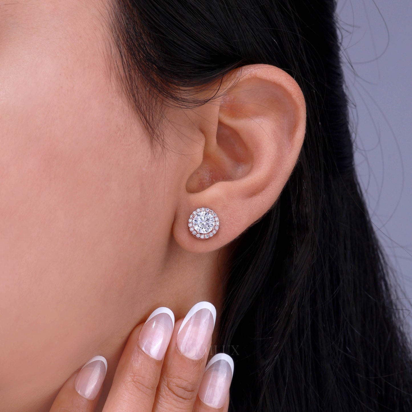Rose Gold Earring 925 silver with moissanite diamond Diamlux Fine Jewelry