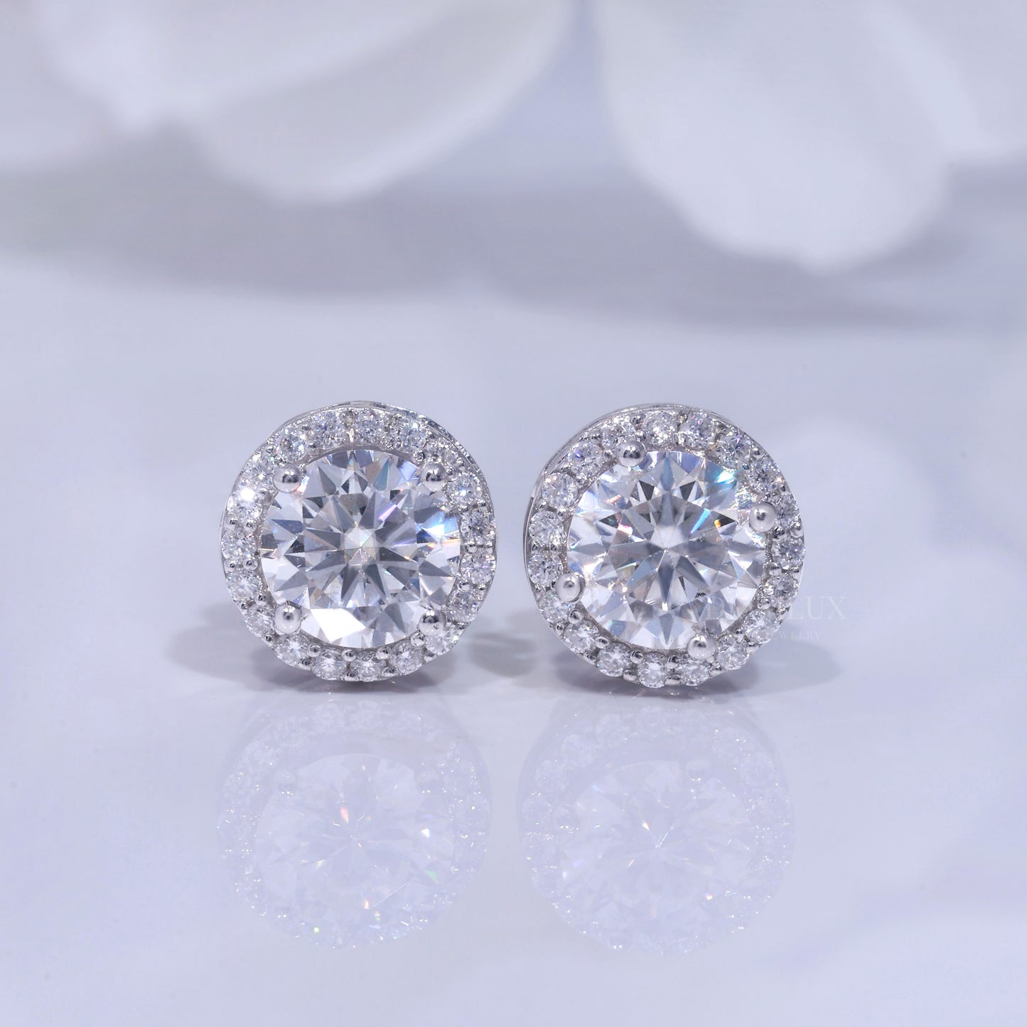 925 silver with moissanite diamond round cut earrings Diamlux Fine Jewelry