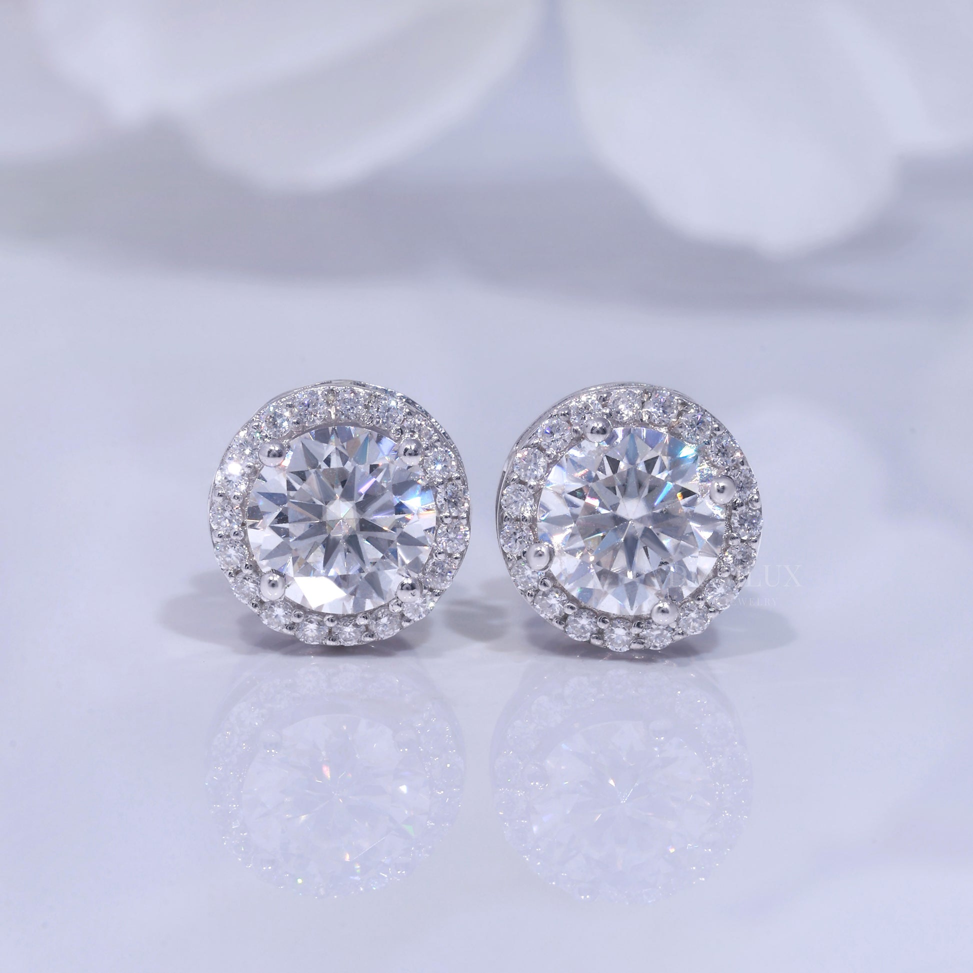 925 silver with moissanite diamond round cut earrings Diamlux Fine Jewelry
