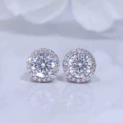 925 silver with moissanite diamond round cut earrings Diamlux Fine Jewelry