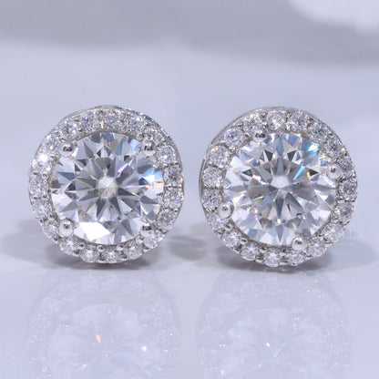 925 silver with moissanite diamond round cut earrings Diamlux Fine Jewelry