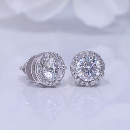 925 silver with moissanite diamond round cut earrings Diamlux Fine Jewelry
