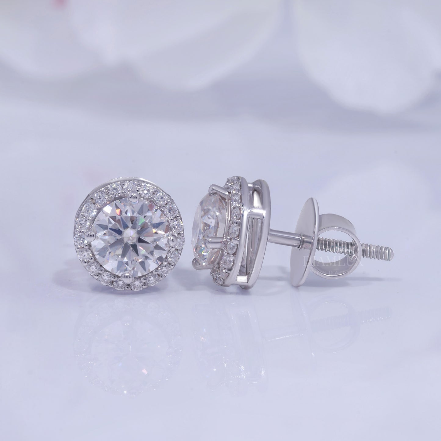 925 silver with moissanite diamond round cut earrings Diamlux Fine Jewelry