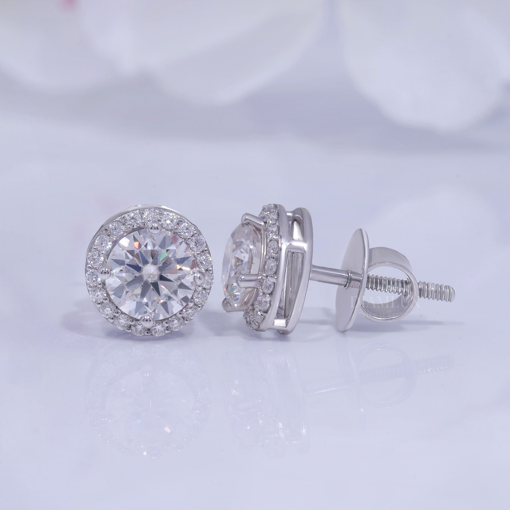 925 silver with moissanite diamond round cut earrings Diamlux Fine Jewelry