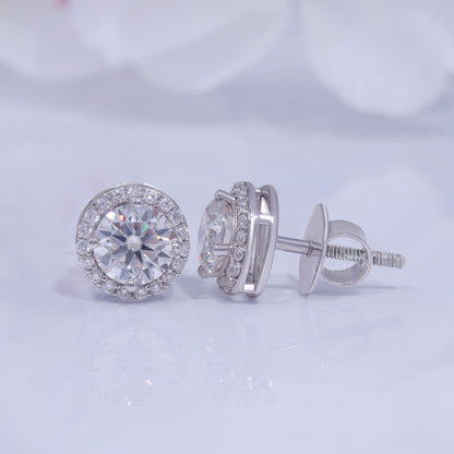 925 silver with moissanite diamond round cut earrings Diamlux Fine Jewelry