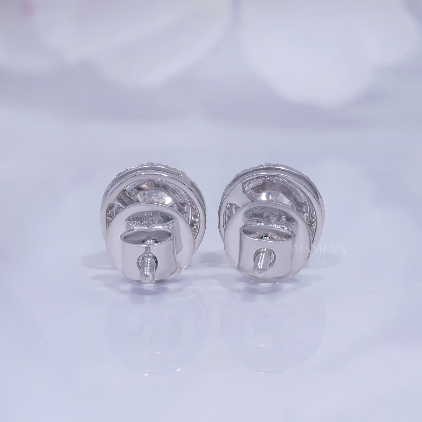 925 silver with moissanite diamond round cut earrings Diamlux Fine Jewelry
