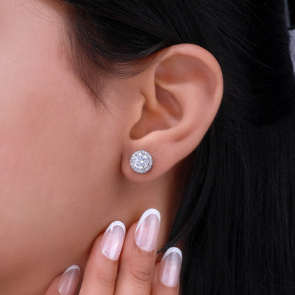 925 silver with moissanite diamond round cut earrings Diamlux Fine Jewelry
