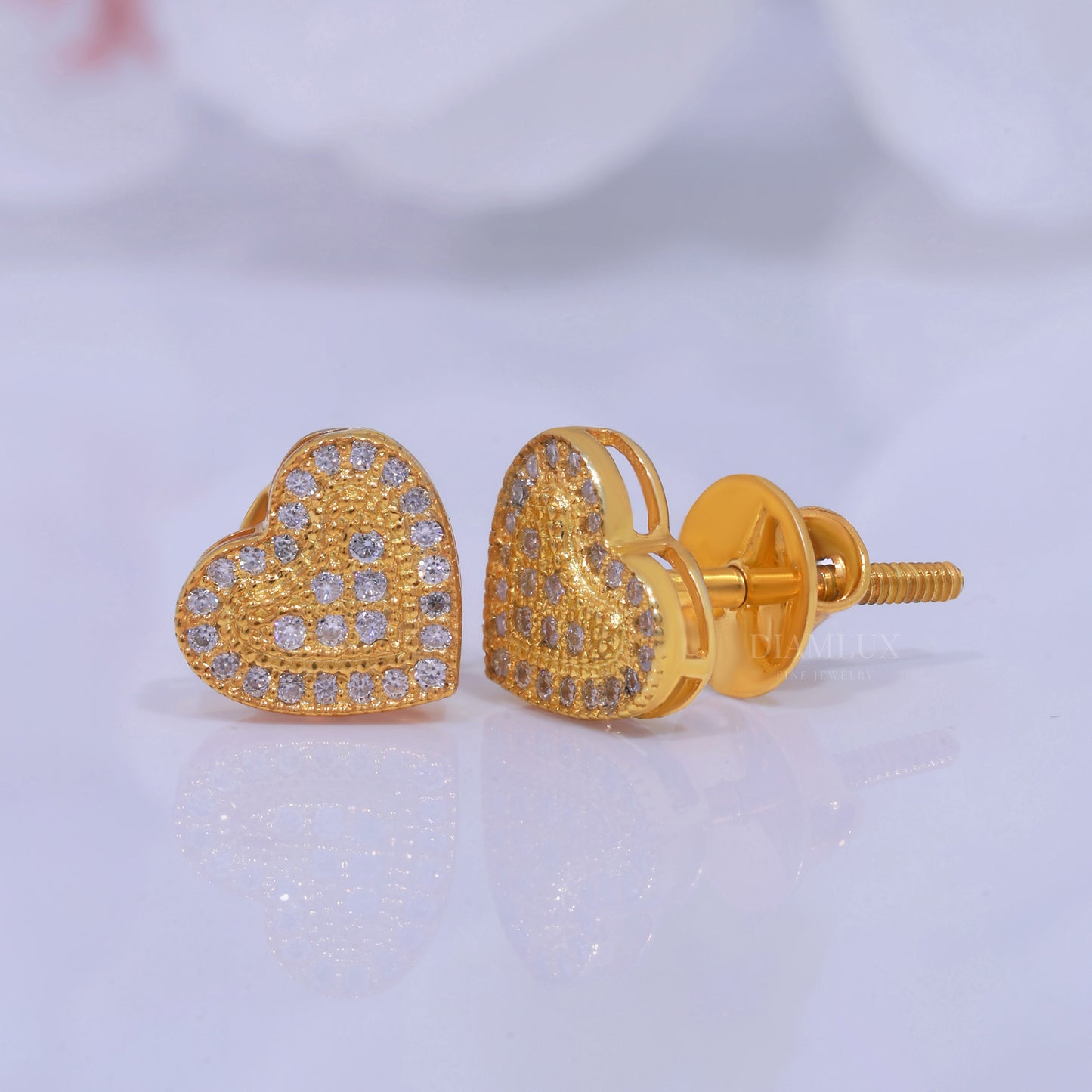 925 silver with moissanite diamond yellow gold earrings Diamlux Fine Jewelry