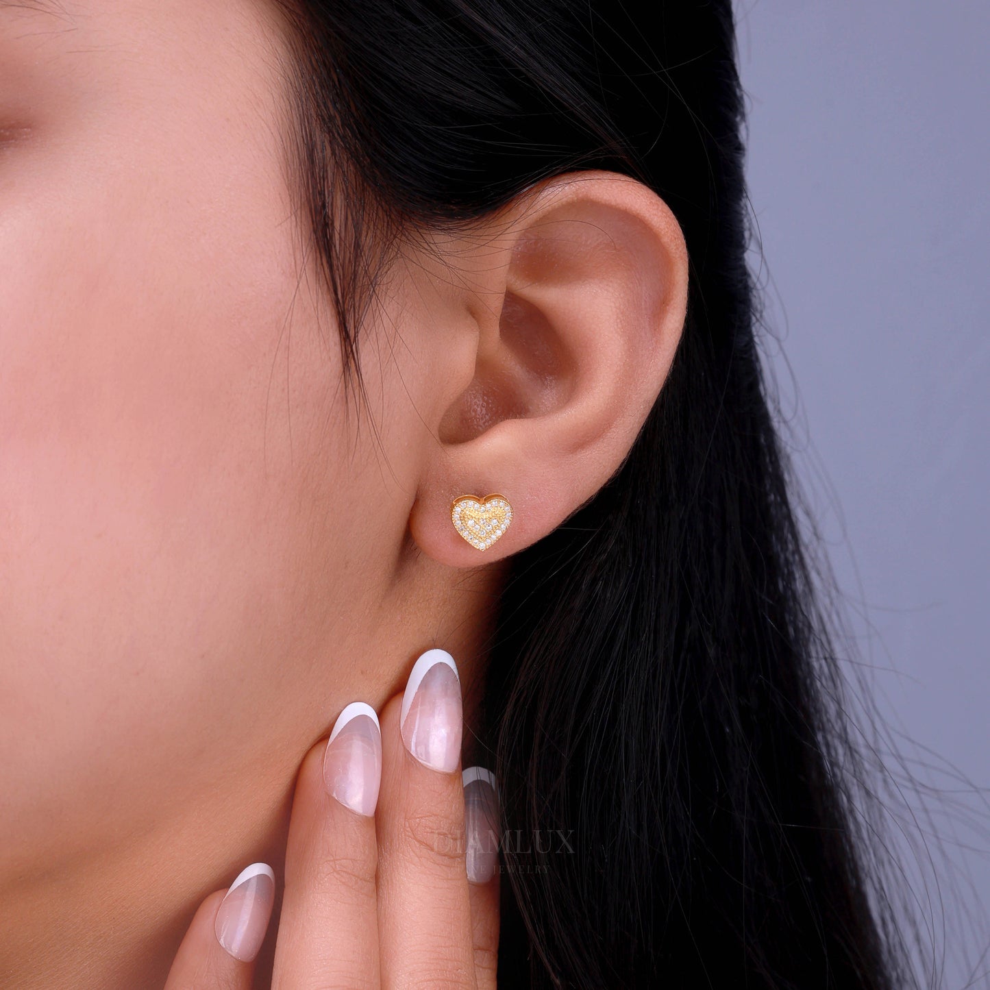 925 silver with moissanite diamond yellow gold earrings Diamlux Fine Jewelry