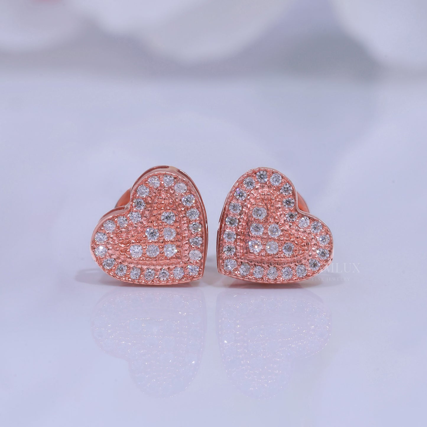 925 Silver with moissanite diamond heart shape rose gold Diamlux Fine Jewelry