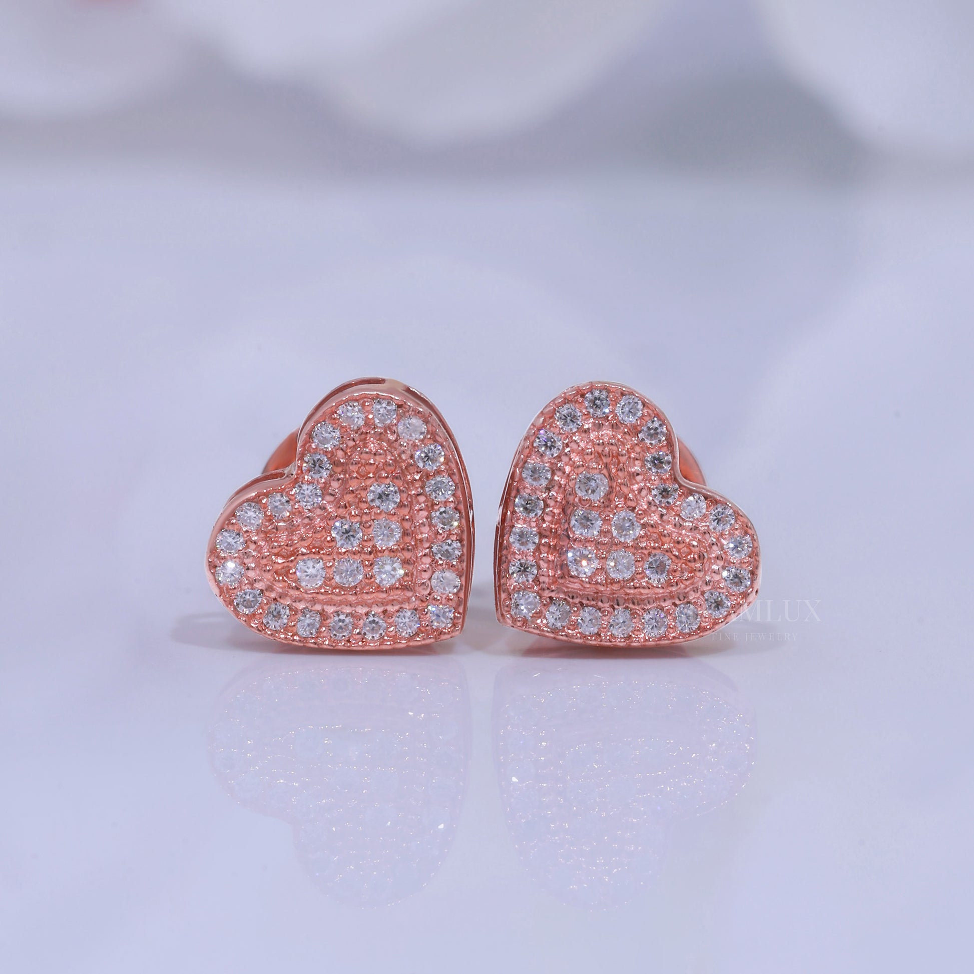 925 Silver with moissanite diamond heart shape rose gold Diamlux Fine Jewelry