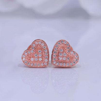 925 Silver with moissanite diamond heart shape rose gold Diamlux Fine Jewelry