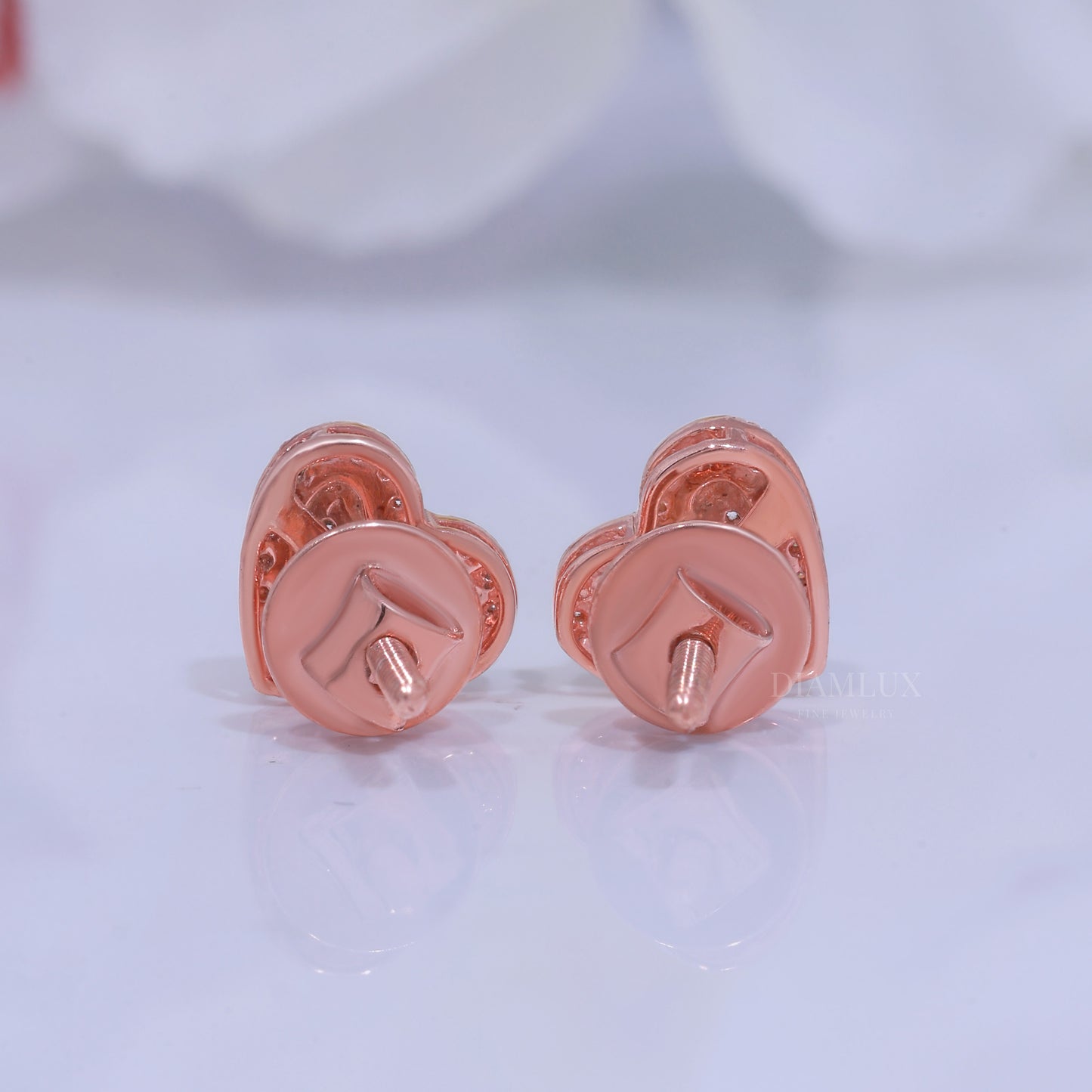 925 Silver with moissanite diamond heart shape rose gold Diamlux Fine Jewelry