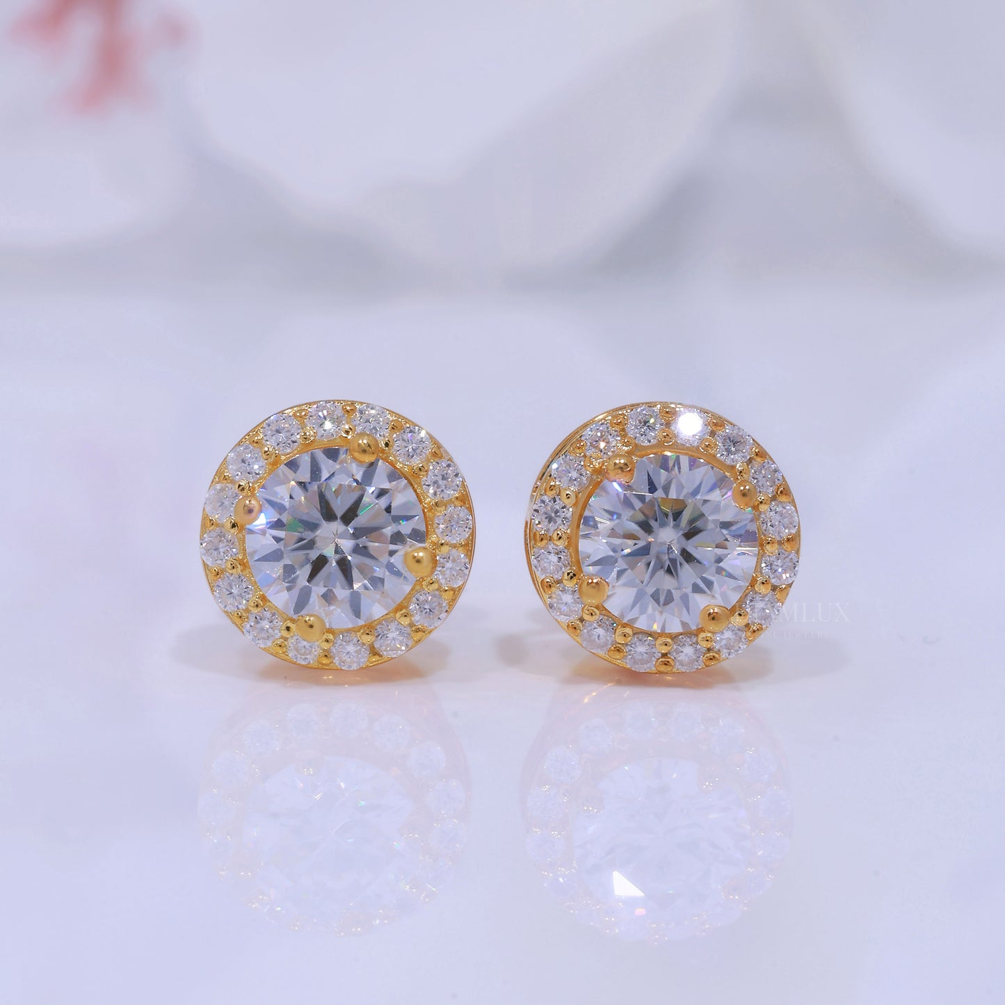 Yellow Gold Plated 925 silver with moissanite diamond earring Diamlux Fine Jewelry
