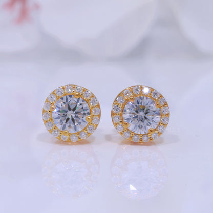 Yellow Gold Plated 925 silver with moissanite diamond earring Diamlux Fine Jewelry