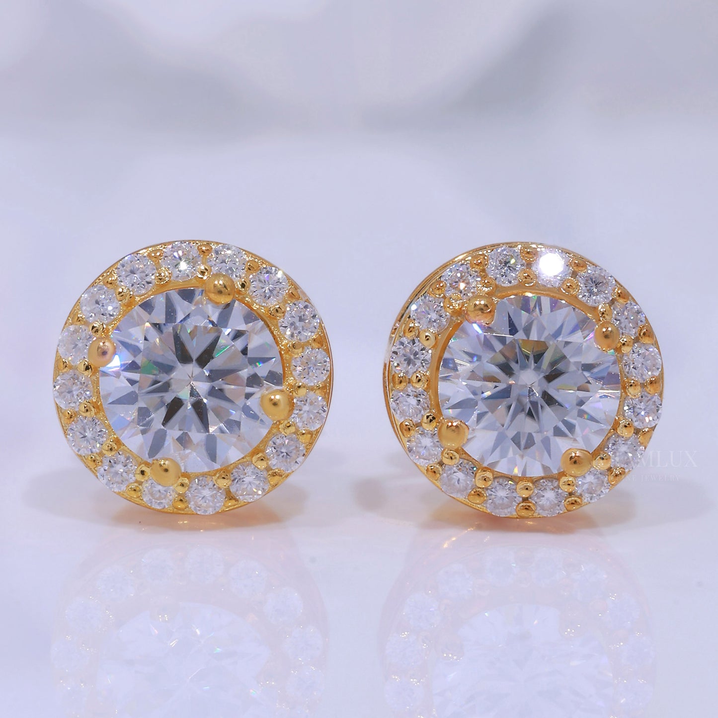Yellow Gold Plated 925 silver with moissanite diamond earring Diamlux Fine Jewelry