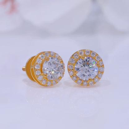 Yellow Gold Plated 925 silver with moissanite diamond earring Diamlux Fine Jewelry