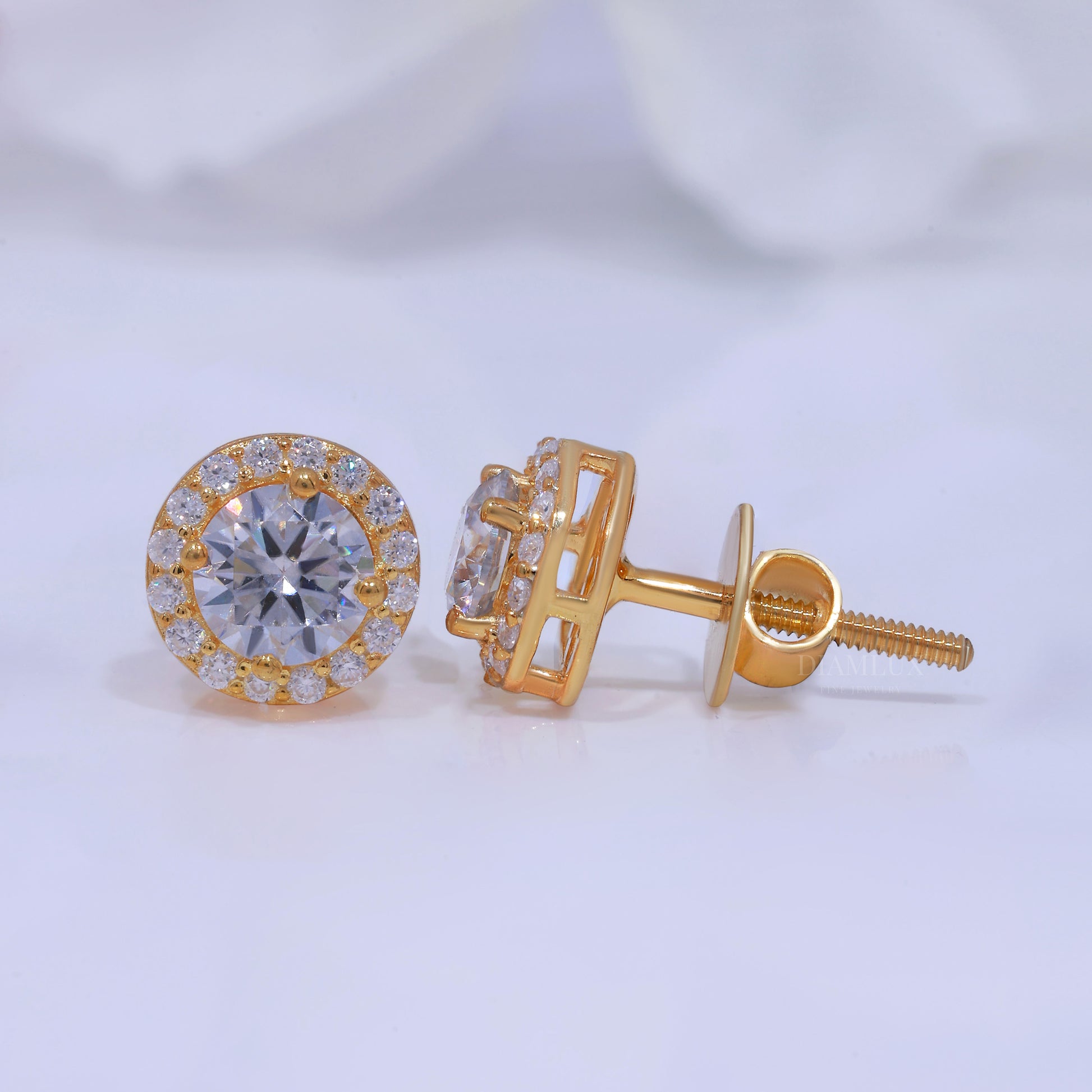 Yellow Gold Plated 925 silver with moissanite diamond earring Diamlux Fine Jewelry