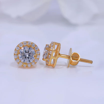 Yellow Gold Plated 925 silver with moissanite diamond earring Diamlux Fine Jewelry