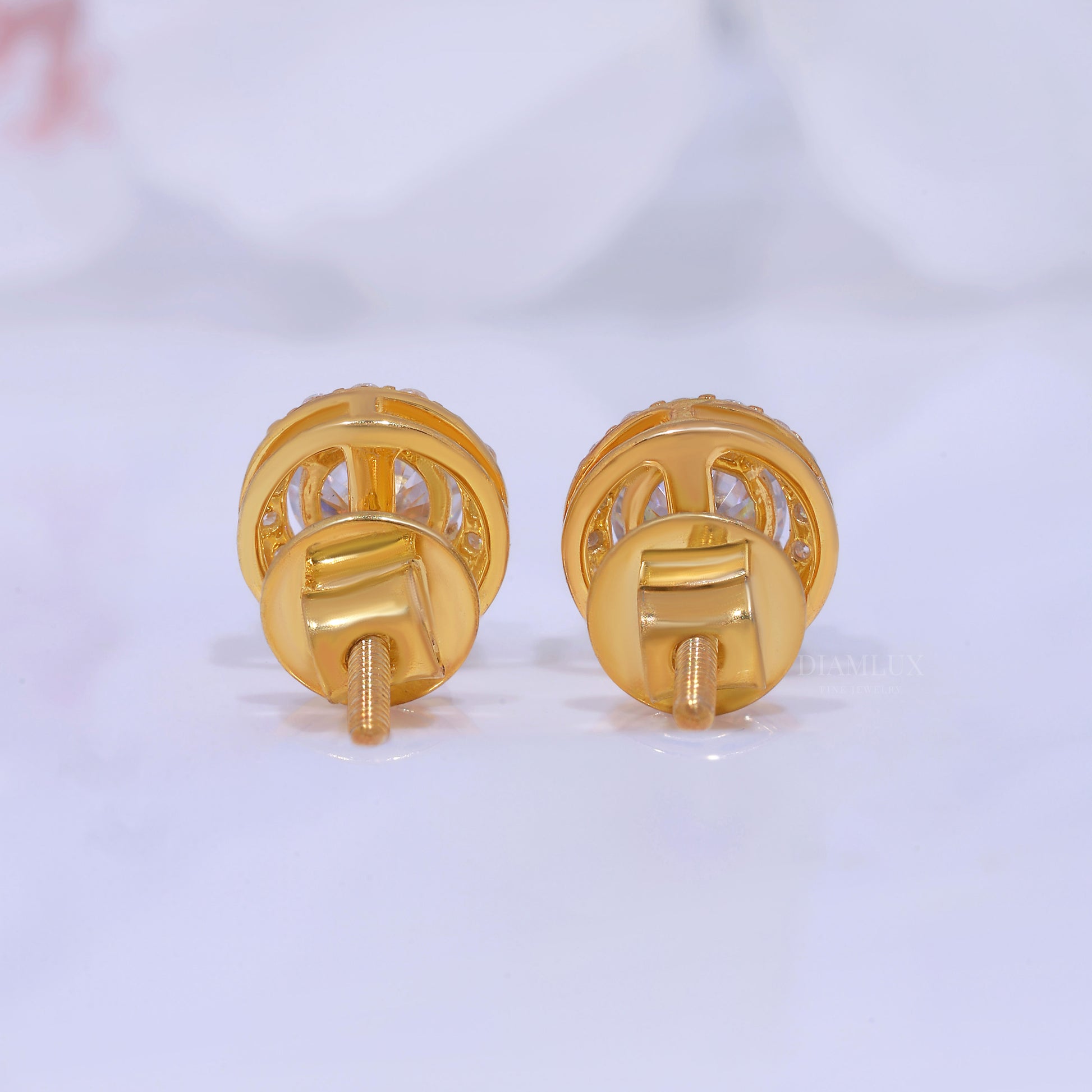 Yellow Gold Plated 925 silver with moissanite diamond earring Diamlux Fine Jewelry